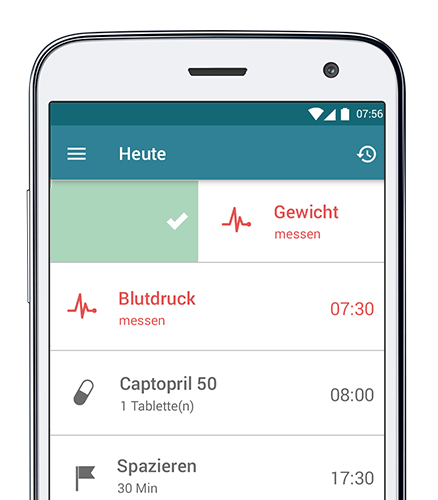 Eine App als Blutdruck-Tagebuch und Tabletten-Erinnerung