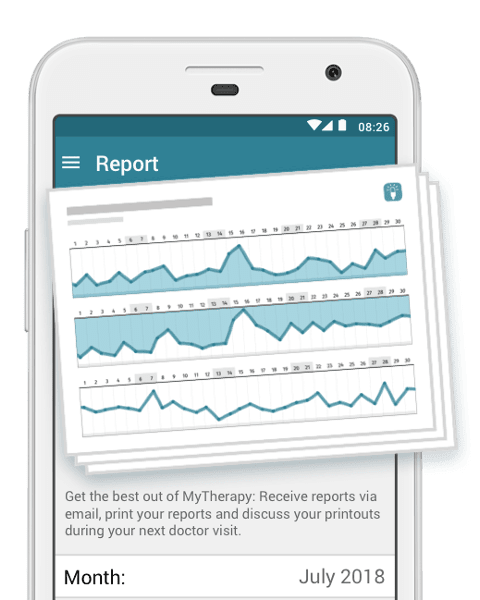 screenshot of MyTherapy health report for multiple sclerosis