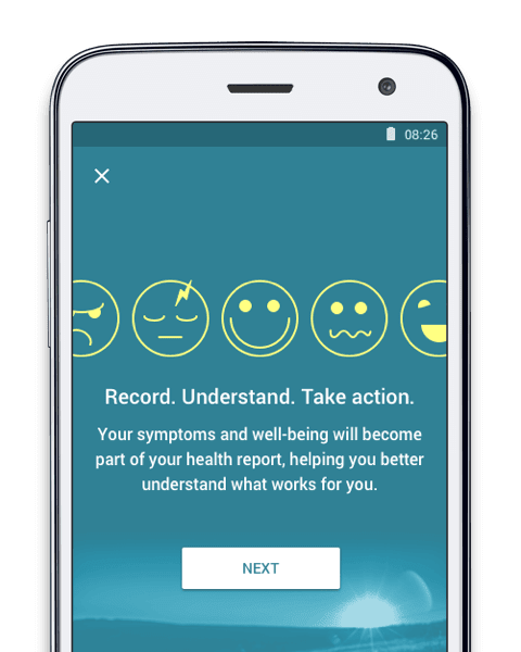 Screenshot of MyTherapy medication reminder and wellbeing tracker app