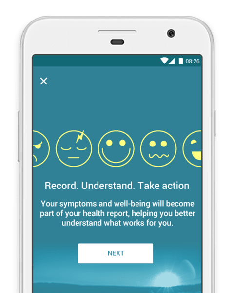 screenshot of MyTherapy med reminder mood tracker function