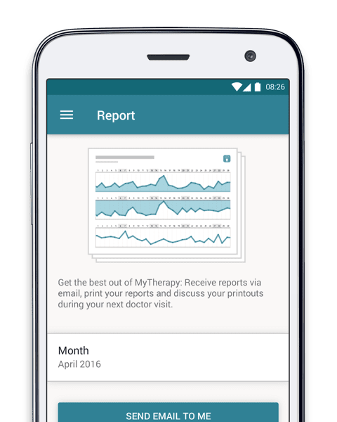 MyTherapy report page screenshot: Never Forget Your Medication Again