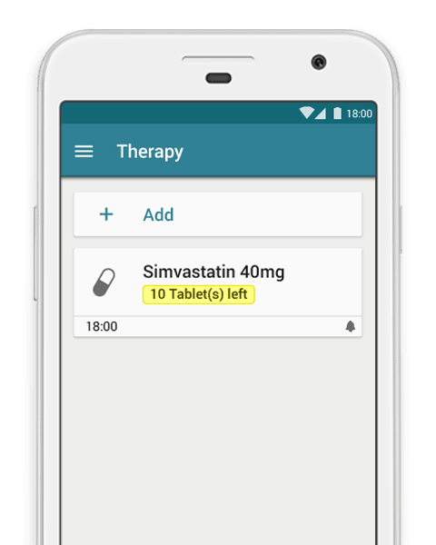 screenshot of mytherapy medication reminder for high cholesterol